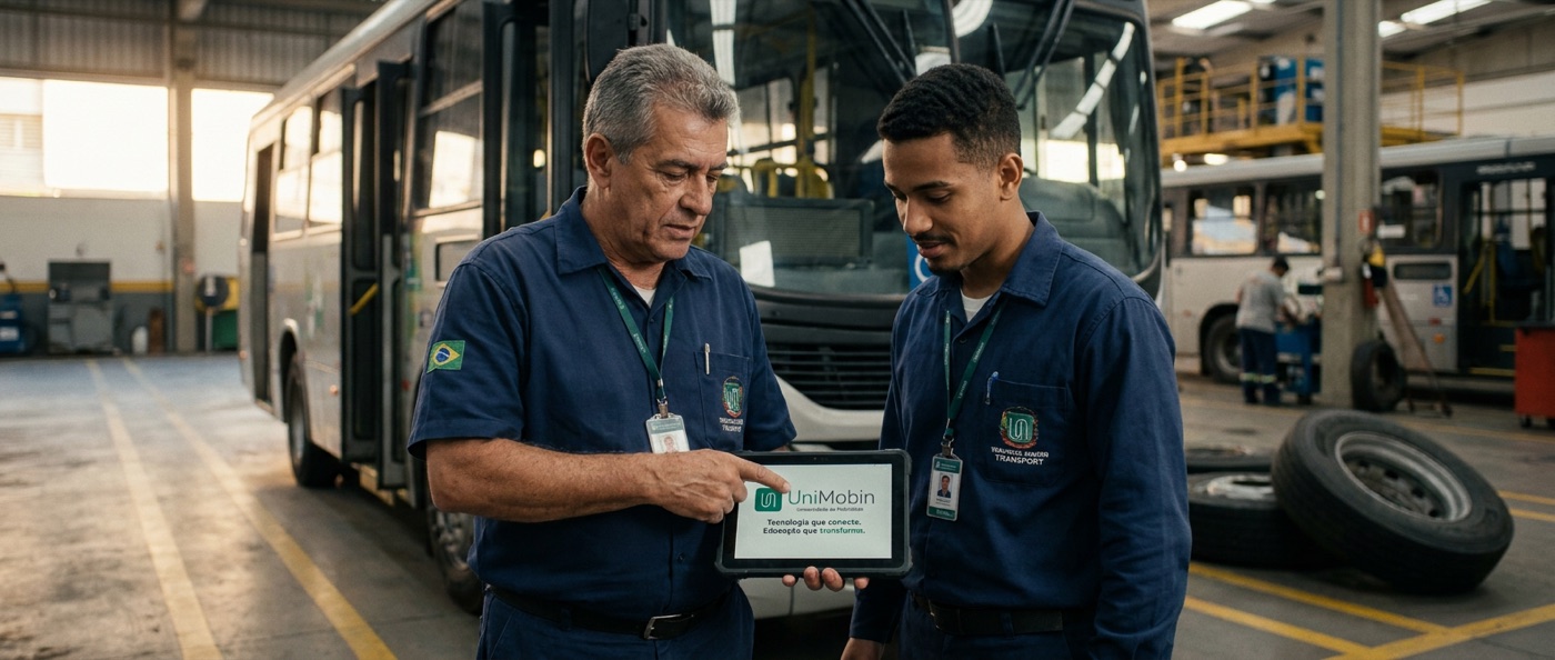 Profissionais do setor de transporte utilizando a plataforma UniMobin
